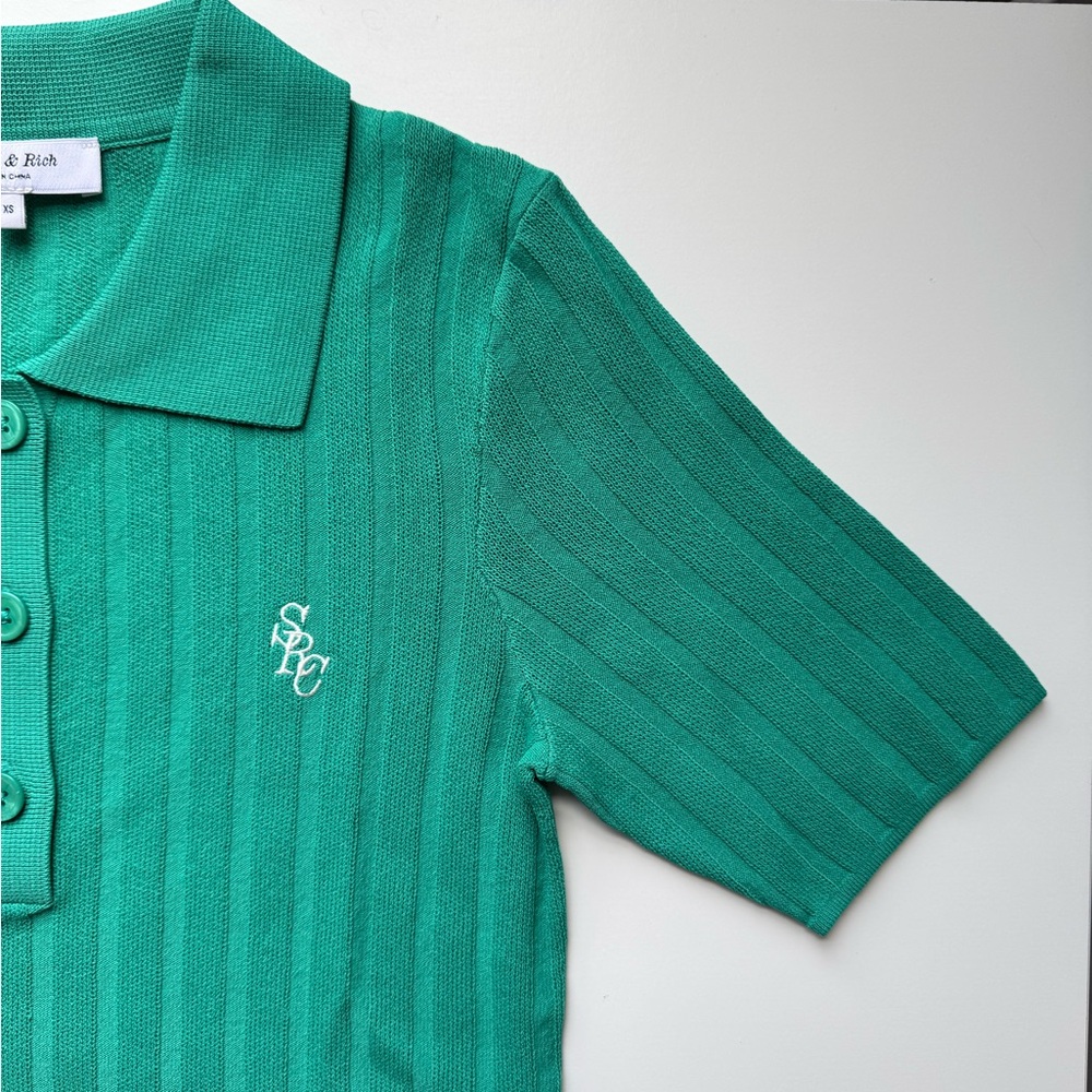 Sporty & Rich Ribbed Polo Top – Spring Green - Picture 4 of 14